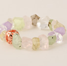 Linda Incidência Ângulo Prehnite White Crystal Ametista E Rose Quatz pulseira com Bola de Ouro