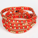 Cristal vermelho e cobre Beads Quatro Tempos wrap pulseira