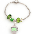 Fashion Style Light Green Colored Glaze Charm Bracelet