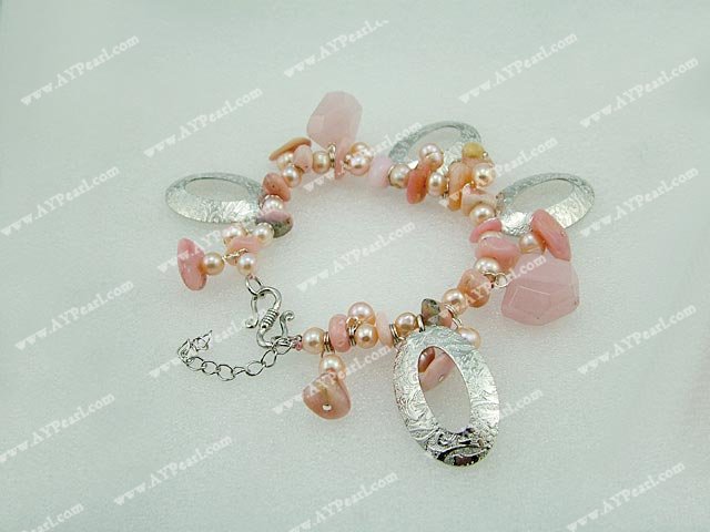 pearl and pink opal bracelet