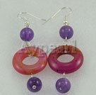 Amethyst three-color jade earrings