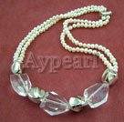 pearl and white crystal necklace under $ 15