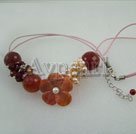pearl and agate flower necklace