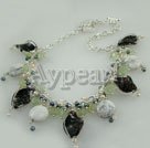 pearl and green rutilated quartz colored glaze necklace under $18