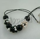 pearl and black crystal necklace