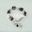 Handmade colored glaze white turquoise bracelet