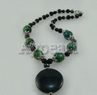 Handmade phenix stone black crystal necklace