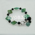 blue jade and black crystal bracelet