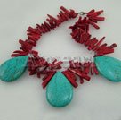 Handmade coral turquoise necklace