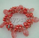 Handmade cherry quartz pearl bracelet
