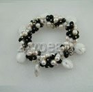 Discount pearl and black crystal and howlite bracelet