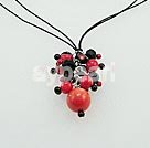 Handmade black crystal coral necklace