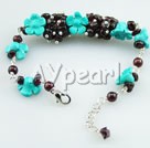 garnet and turquoise flower bracelet