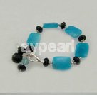 de piedra de cuarzo brazalete negro y azul