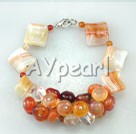 de cristal de perlas y pulsera de ágata