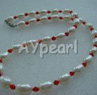 Handmade pearl crystal necklace