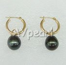 Handmade black pearl earrings