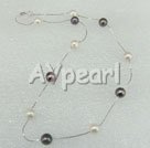 Handmade 925 silver black pearl necklace