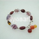 colored glaze and silver leaf agate bracelet