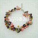 Handmade pearl garnet crystal necklace