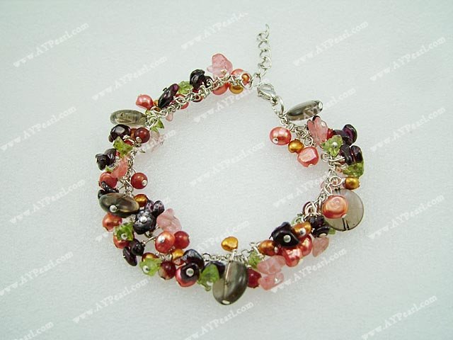 pearl crystal and garnet bracelet