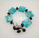 colored glaze and black agate bracelet