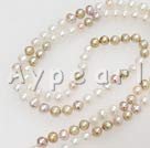 8-9mm multi farve perle beaded halskæde