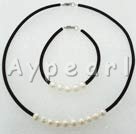7-8mm white pearl black cord sets
