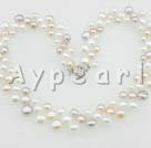 Discount three colored pearl necklace