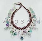 Discount garnet and rainbow fluorite necklace