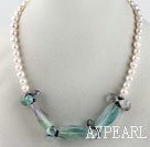 Rainbow collana di perle e fluorite