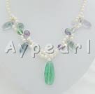 pearl and rainbow fluorite necklace