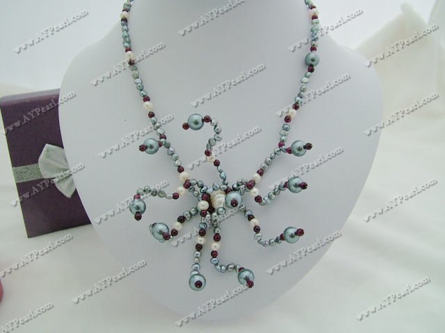 pearl and garnet necklace