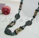 pearl and tourmaline and black agate necklace under $ 30