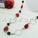 black crystal and coral necklace