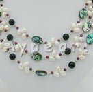 pearl and garnet and abalone shell necklace