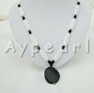 porcelain stone and black agate necklace