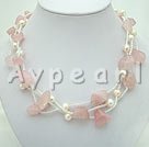collana di perle e quarzo rosa