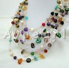 multi color pearl and multi stone and crystal necklace under $ 20
