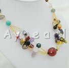 Discount multi color pearl and multi stone and crystal necklace