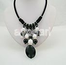 agate and white sea shell and black onyx necklace