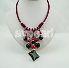 tribal jewelry black onyx agate and alaqueca necklace 17.5 inches