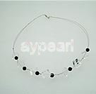 Handmade black white crystal necklace