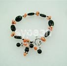 coral and black crystal bracelet