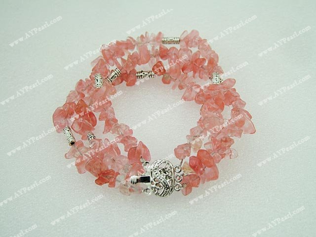 triple strand cherry quartz bracelet