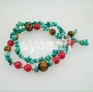 de coral y turquesa y ojo de tigre pulsera