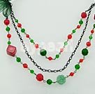 Handmade coral crystal necklace