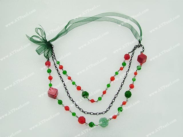 Handmade coral crystal necklace