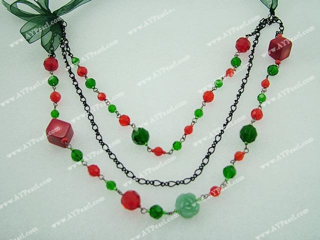 Handmade coral crystal necklace