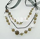 Handmade smoky quartz white turquoise necklace